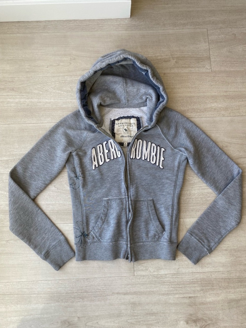 Abercrombie & Fitch Authentic Vintage Gray Sherpa Lined Full Zip Hoodie M y2k